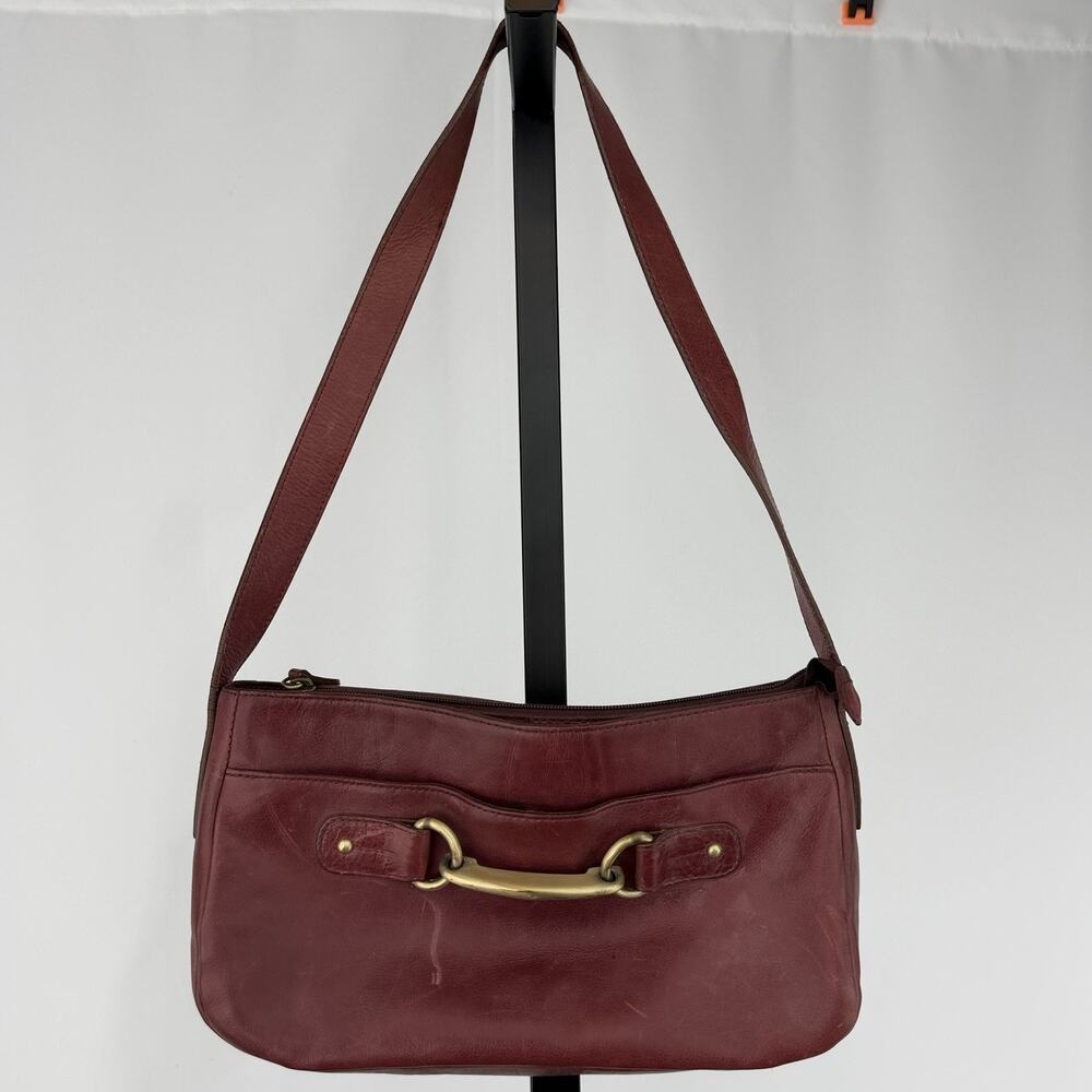 Vintage Etienne Aigner Burgundy Red Leather Shoulder Bag Brass Horsebit Purse